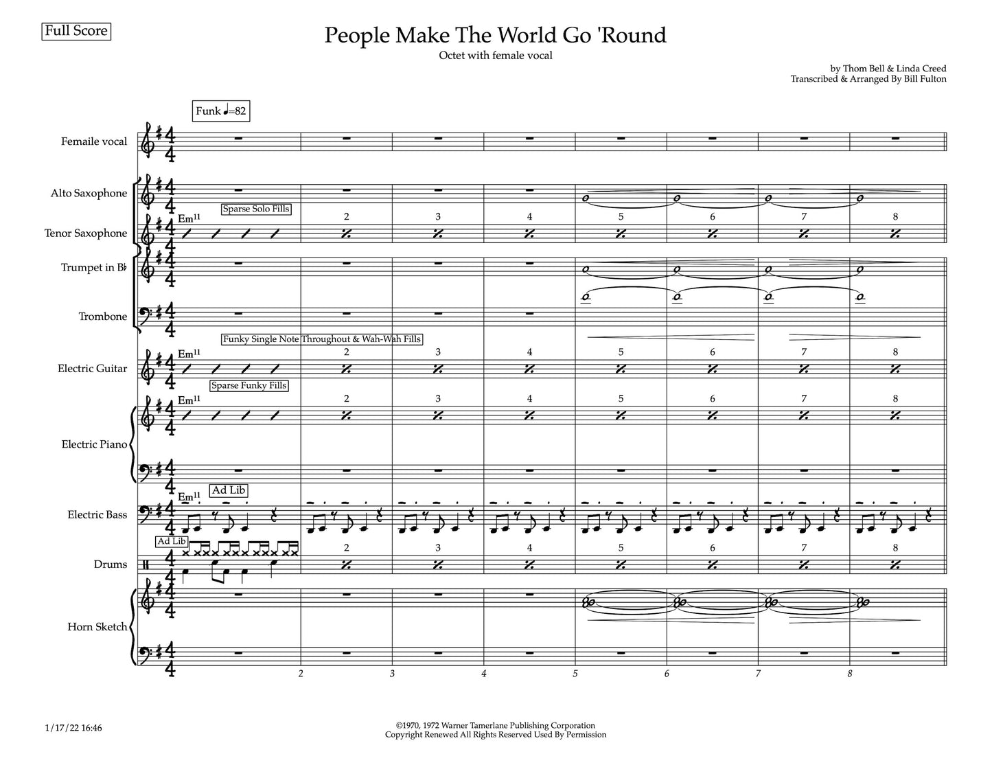 People Make The World Go Round little big band vocal arrangement by Bill Fulton