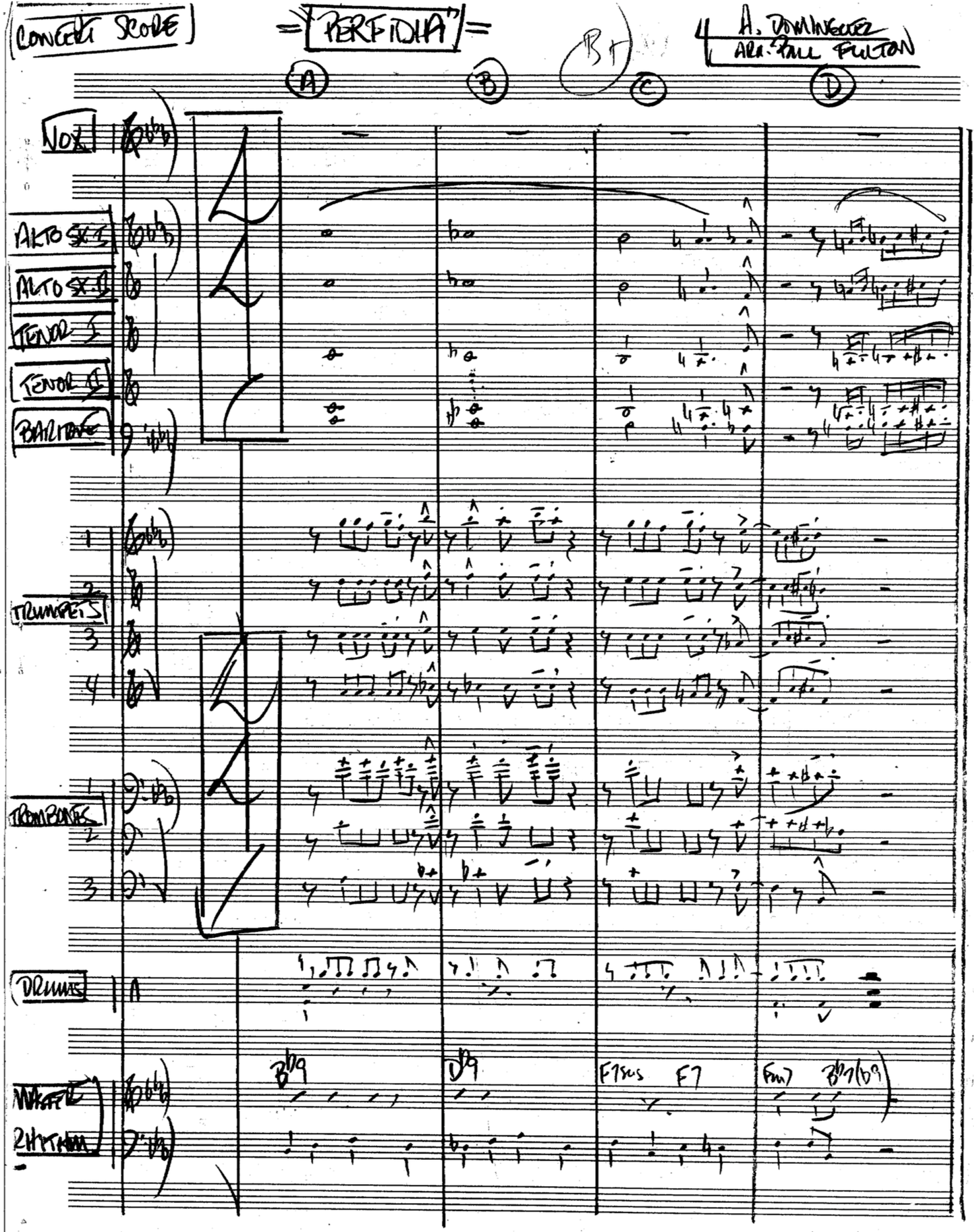 Perfidia big band with vocal arrangement by Bill Fulton pdf