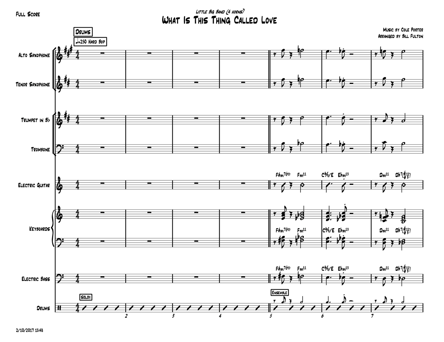 What is this Thing Called Love little big band arrangement by Bill Fulton pdf