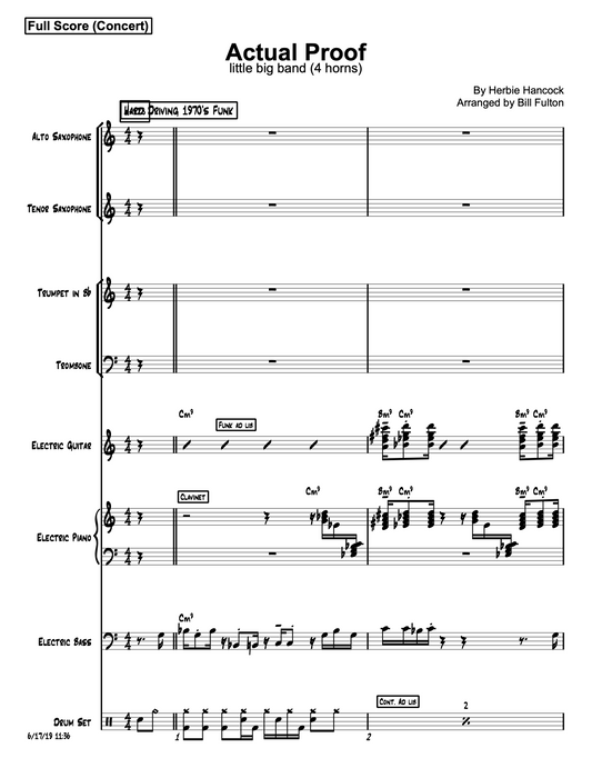 Actual Proof by Herbie Hancock little big band arrangement pdf