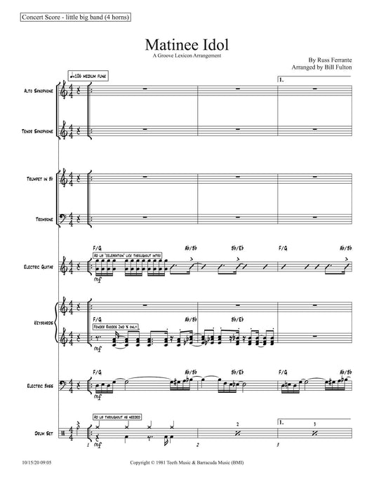 Matinee Idol little big band arrangement by Bill Fulton pdf