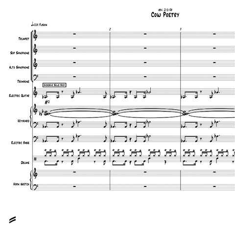 Cow Poetry little big band arrangement by Bill Fulton