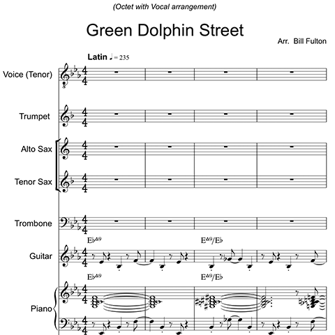On Green Dolphin Street little big band arrangement (4 horns) with male vocal