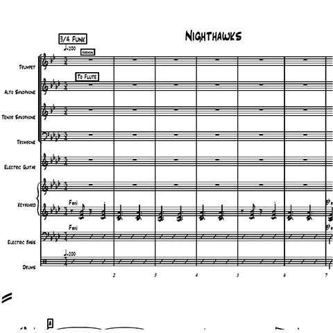 Nighthawks little big band arrangement by Bill Fulton pdf