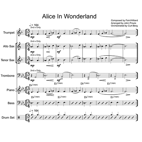 Alice In Wonderland little big band arrangement by Curt Berg pdf