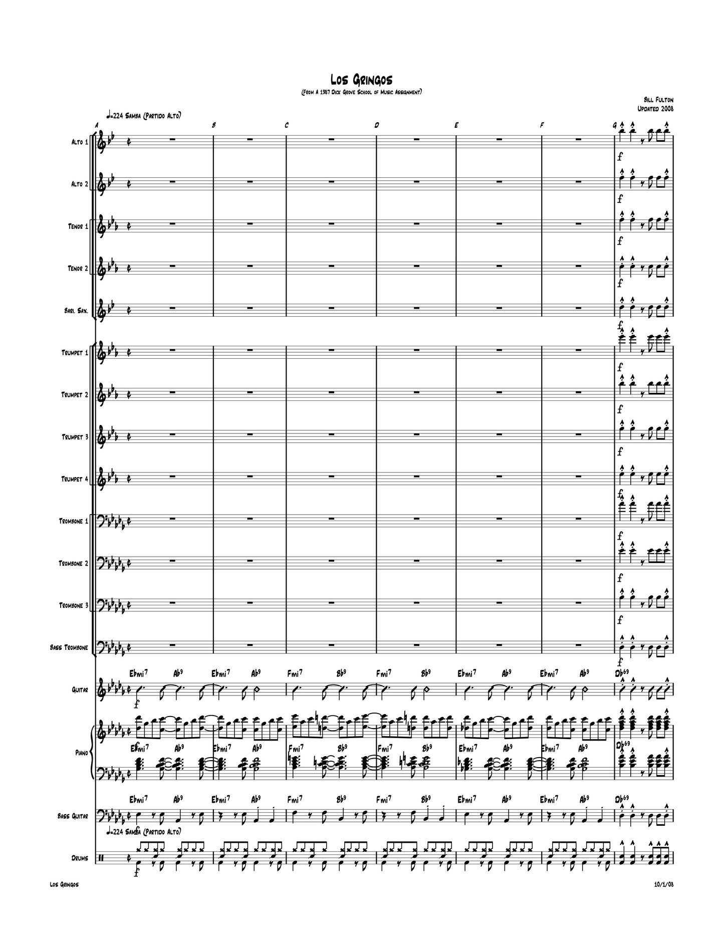 Los Gringos big band arrangement by Bill Fulton pdf