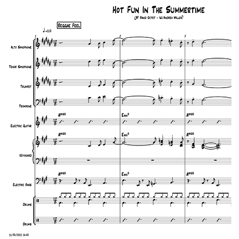 Hot Fun In The Summertime little big band with vocal arrangement by Bill Fulton pdf