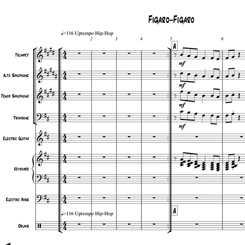 Figaro Figaro little big band arrangement by Bill Fulton pdf